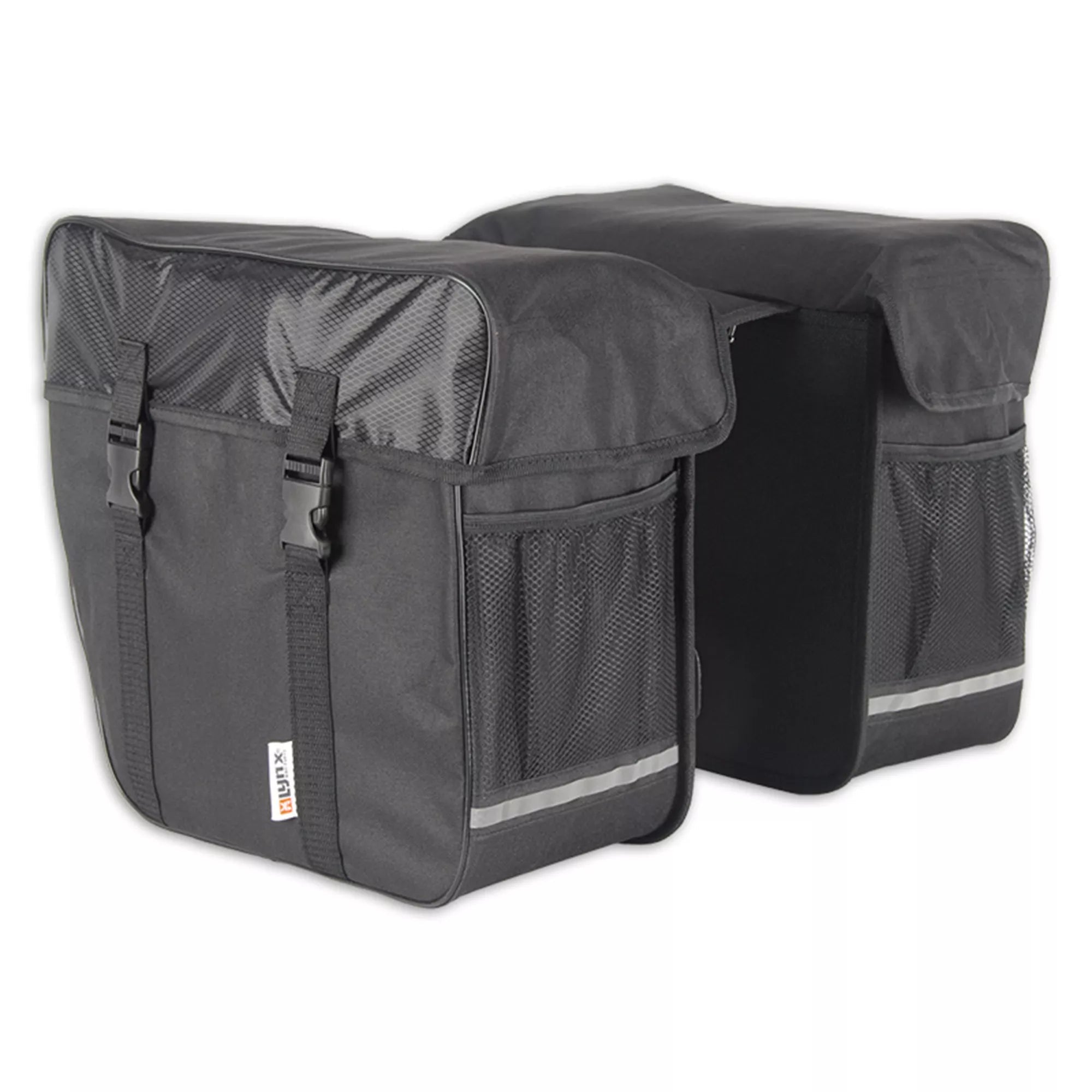 Dubbele fietstas nylon 35 liter zwart – waterafstotend voor e-bike