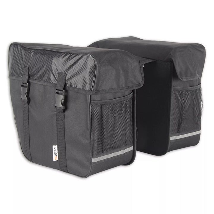 Dubbele fietstas nylon 35 liter zwart – waterafstotend voor e-bike