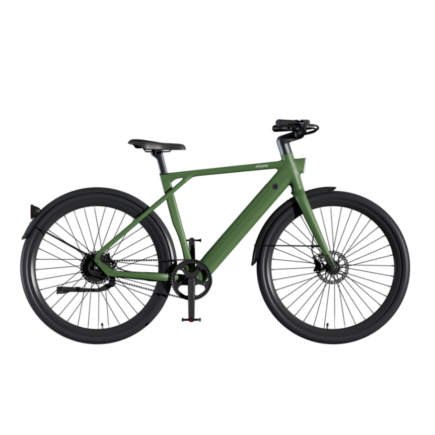 Amano S900 elektrische stadsfiets groen – zijaanzicht