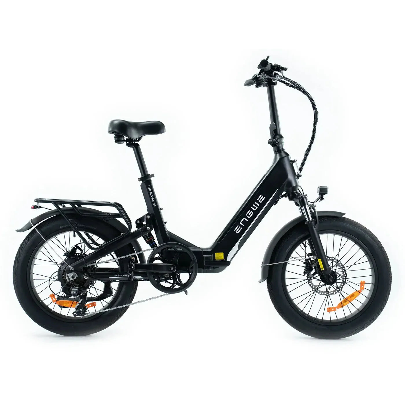 Engwe L20 3.0 Pro elektrische fatbike zwart – zijaanzicht lage instap