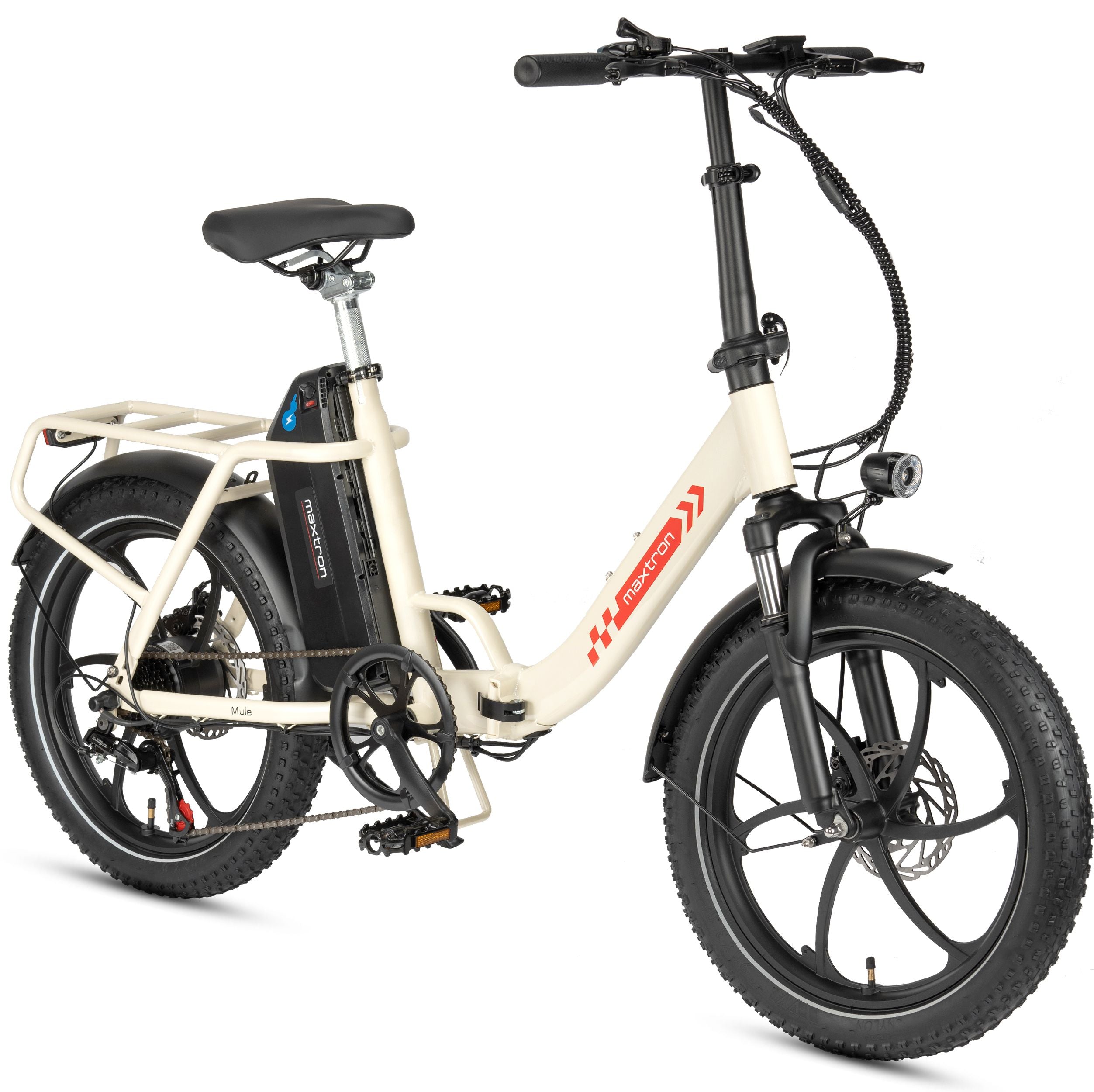 Maxtron Mule elektrische vouwfiets creme – vooraanzicht