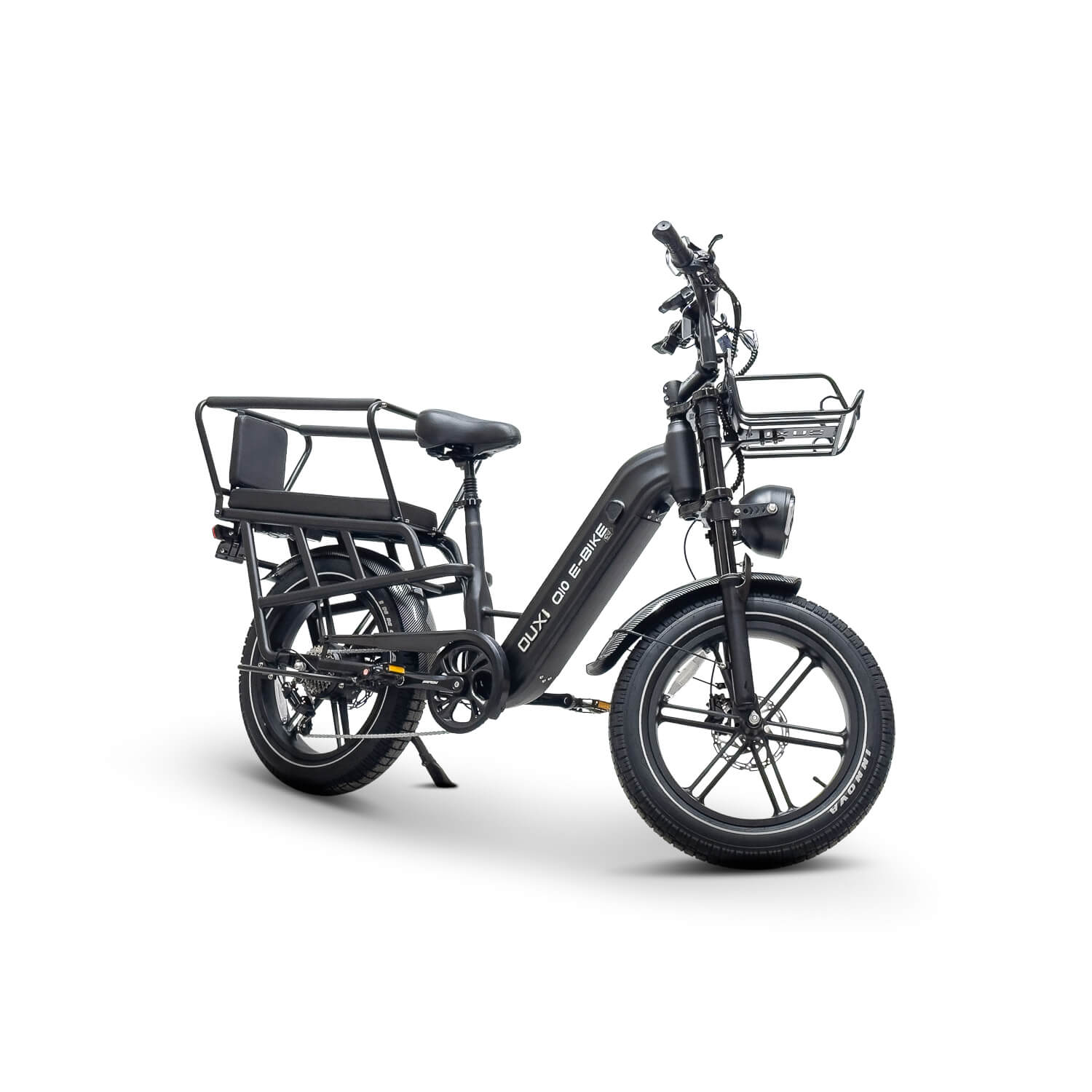OUXI Q10 – Longtail e-bike met cargo mand