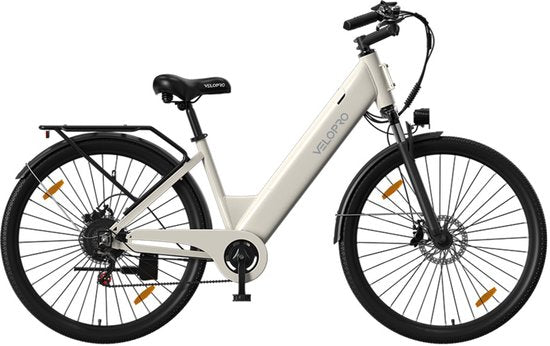 Velopro C1 – Elektrische Stadsfiets Wit Lage Instap | E-bike Woon-werk & Recreatief