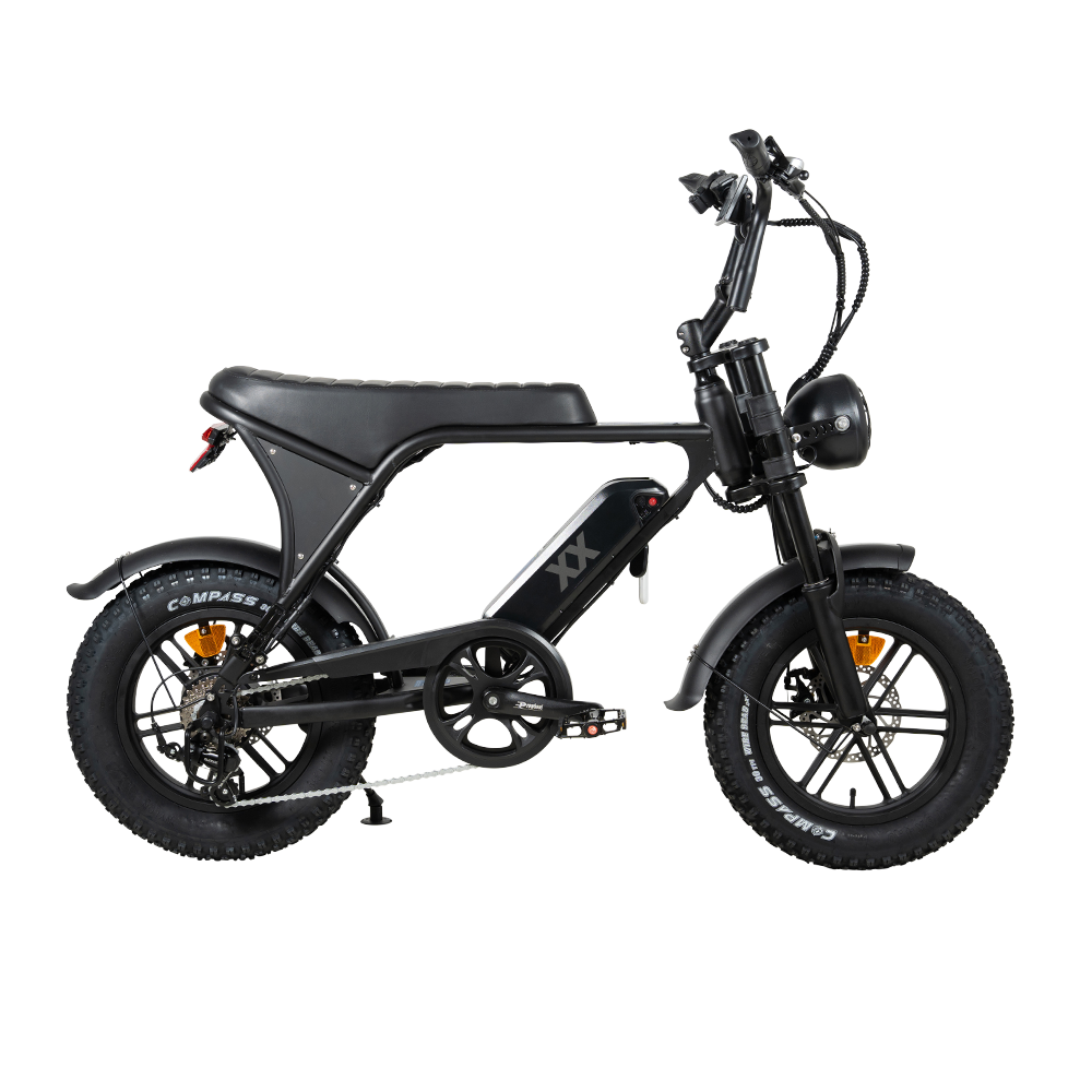 OUXI C80 Mini elektrische fatbike zwart – zijaanzicht